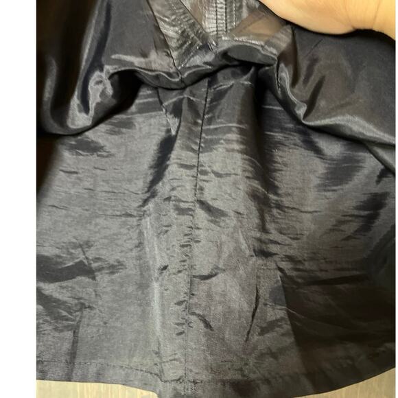 VTG Linda Allard Ellen Tracy Genuine Leather Mini Skirt Black Front Slit Size 6P - Picture 8 of 8